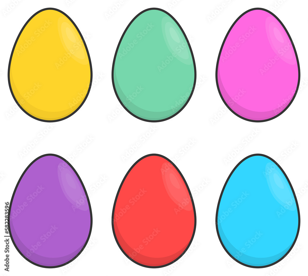 Set of simple colorful Easter eggs. Dyed eggs: yellow, green, pink, violet, red and blue. Set of simple colorful Easter eggs. Dyed eggs: yellow, green, pink, violet, red and blue.