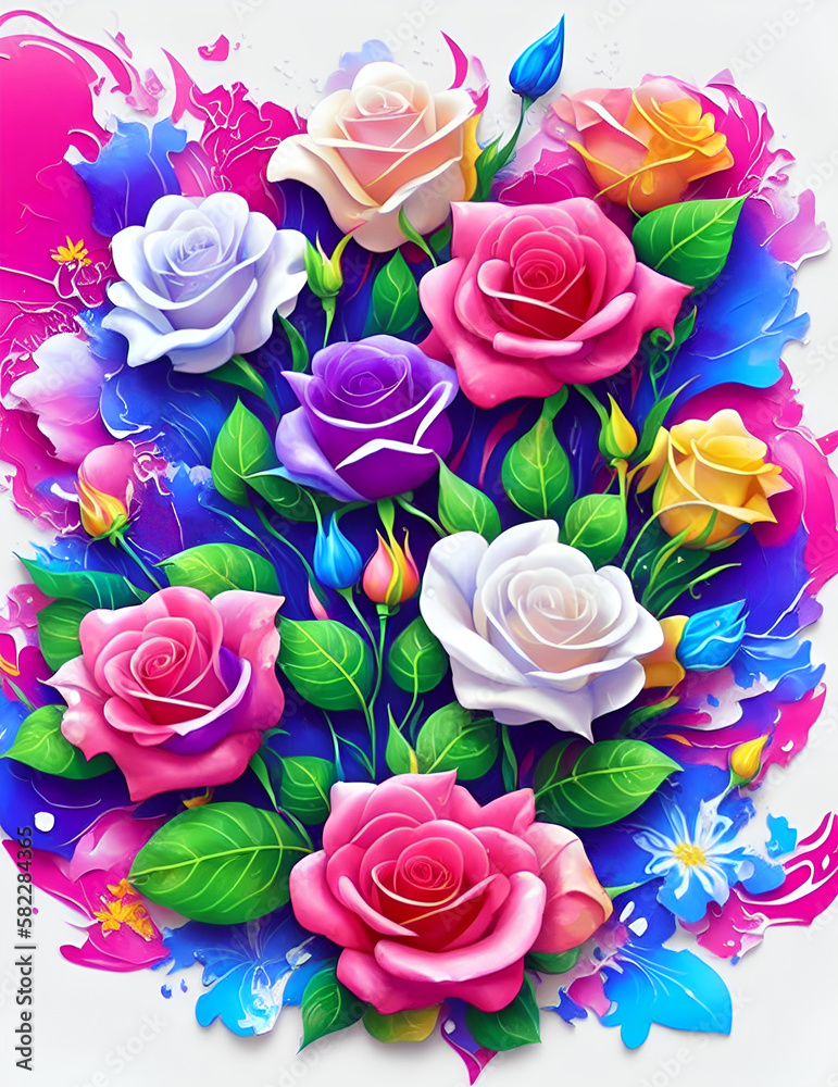 Pretty Flower Cut-Out Sticker and Vector Illustration Poster