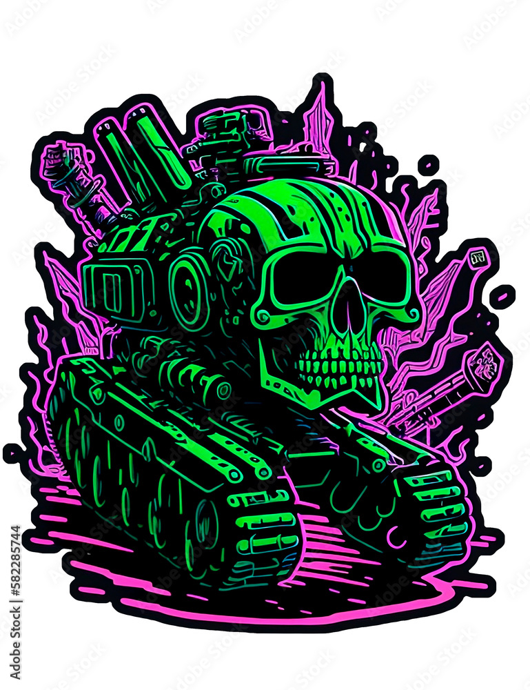 Fototapeta premium Fluorescent war skull