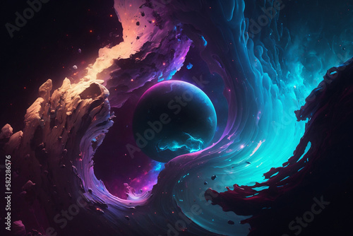 A world in a stormy universe - Illustration, Desktop background