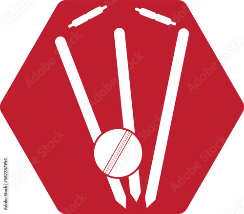 Cricket wickets and ball logo. Wicket and bails logo. Cricket championship logo. Cricket logo