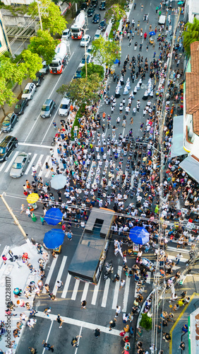 Bixiga Bela Musica Vista Carnaval Brasileiro Grêmio Recreativo Cultural Social Escola de Samba Vai-Vai Cordão Carnavalesco Cidade São Paulo Bairro Distrito Cultura Rua Drone Aérea Paisagem Bloquinho  photo