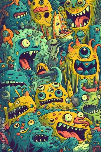 seamless pattern with monsters