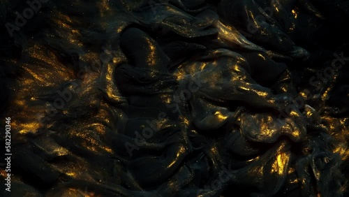 Black and Gold Fusion: Slow Motion Mixing of Acrylic Ink