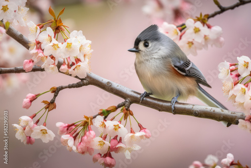 Birds and spring flowers