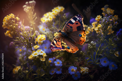 Butterfly on spring flowers © GHart