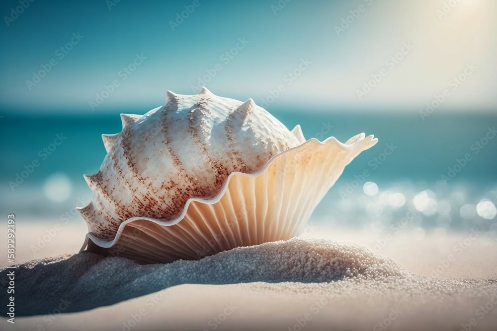 Coastal Treasures: Seashell by the Exotic Shore. Ai generative Coastal Treasures: Seashell by the Exotic Shore. Ai generative