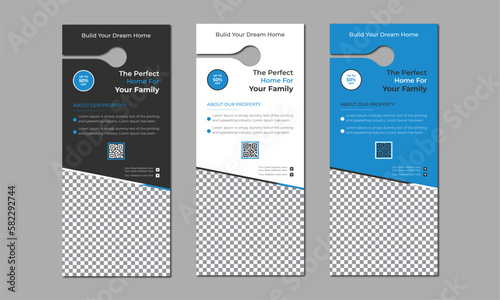 Set of door hangers background. Door hanger mockup