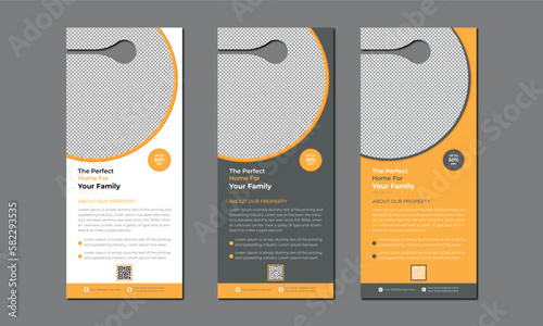 Corporate Business Door Hanger Layout Vector Premium Set. Vector illustration, corporate door hanger design.