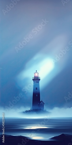 Lighthouse in Fog, generative ai
