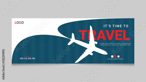 Travel Advertising template banner for social networks, Cover page timeline web ad banner template, shape and text design Template of the white and black banner