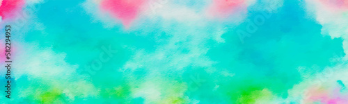 Billede på lærred Ombre teal gradient watercolor overlay with watercolour effect is presented as wedding invitation