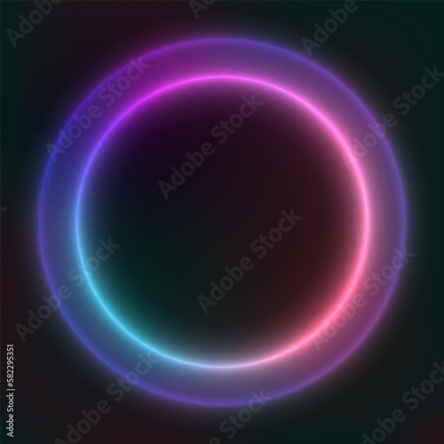 Glowing abstract background, round frame of circles, geometric shapes, wallpaper. Vector template for your design