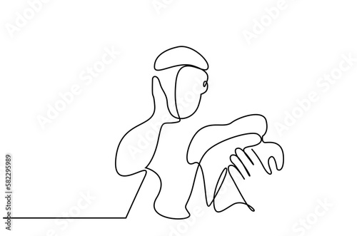 man human homeless poor need holding bread crying line art