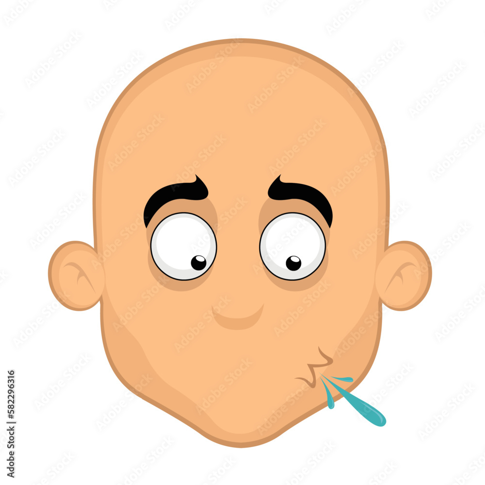 vector illustration face of a cartoon bald man spitting vector illustration face of a cartoon bald man spitting