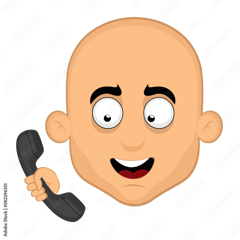 vector illustration face of a cartoon bald man talking on the phone vector illustration face of a cartoon bald man talking on the phone