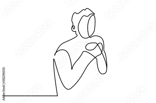 opportunistic person rubbing hands line drawing