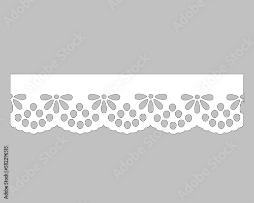 anglaise, decorative flower floral lace embroidery design vector Set of seamless lattice borders. white lace ribbons cotton eyelet lace