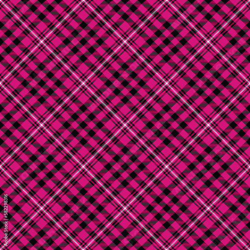 Magenta & Black Plaid Check Seamless Pattern - Cute plaid check repeating pattern design
