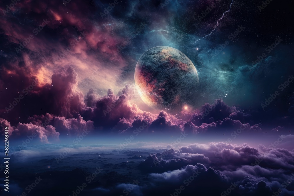 Space of night sky with cloud and stars. Generative AI Space of night sky with cloud and stars. Generative AI