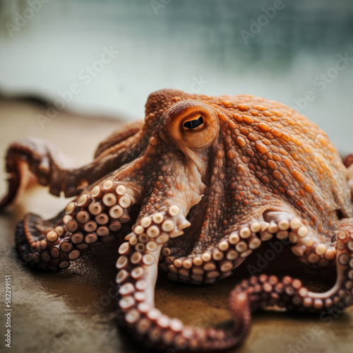 Octopus out of Water-Close Up-Generative AI