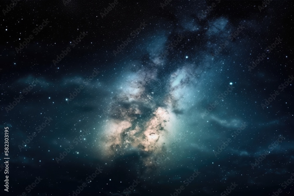 The center of milky way galaxy with stars and space dust in the universe. Generative AI