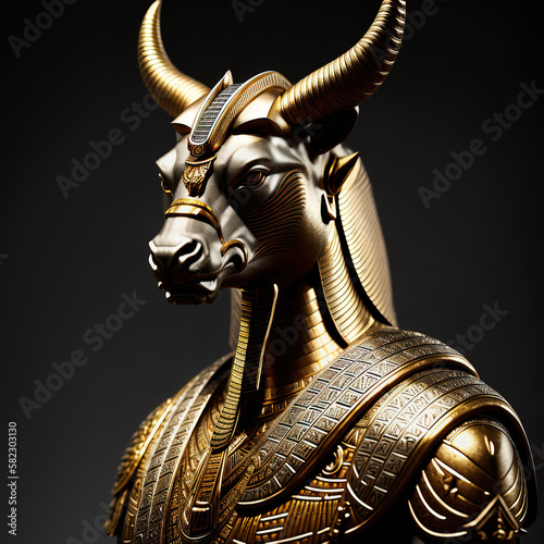 An ancient egyptian bull god Apis, deity, religion, mythology, egyptian pantheon, generative AI illustration