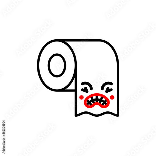 Toilet paper angry. Concept of unwillingness to do one's job