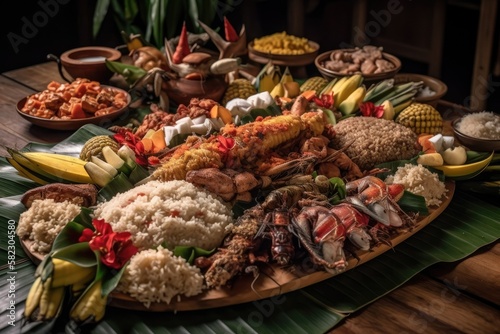 Boodle Fight A Filipino Tradition. Generative AI