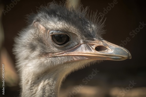 Closeup of an ostrich head. Generative AI