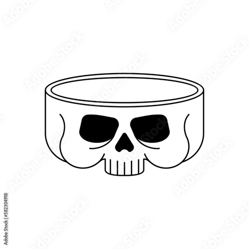 Skull plate isolated. Skeleton head as dishes © popaukropa