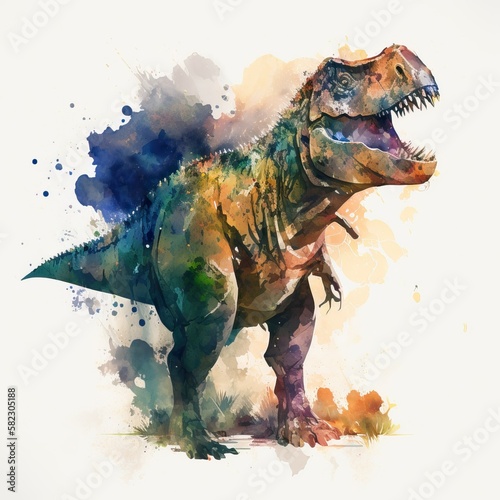 Creative Watercolor Illustration Animal Dinosaurus Dino 