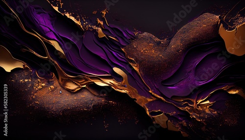 Abstract luxury Black and gold purple texture. Dark and golden violet textured background. ai generative