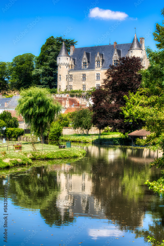 Fototapeta premium Montresor Castle upon River Indrois, Loire, France
