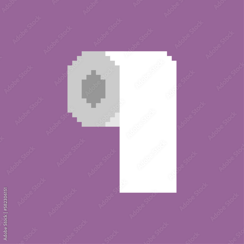 Vetor de Toilet paper roll pixel art. 8 bit Toilet paper pixelated do
