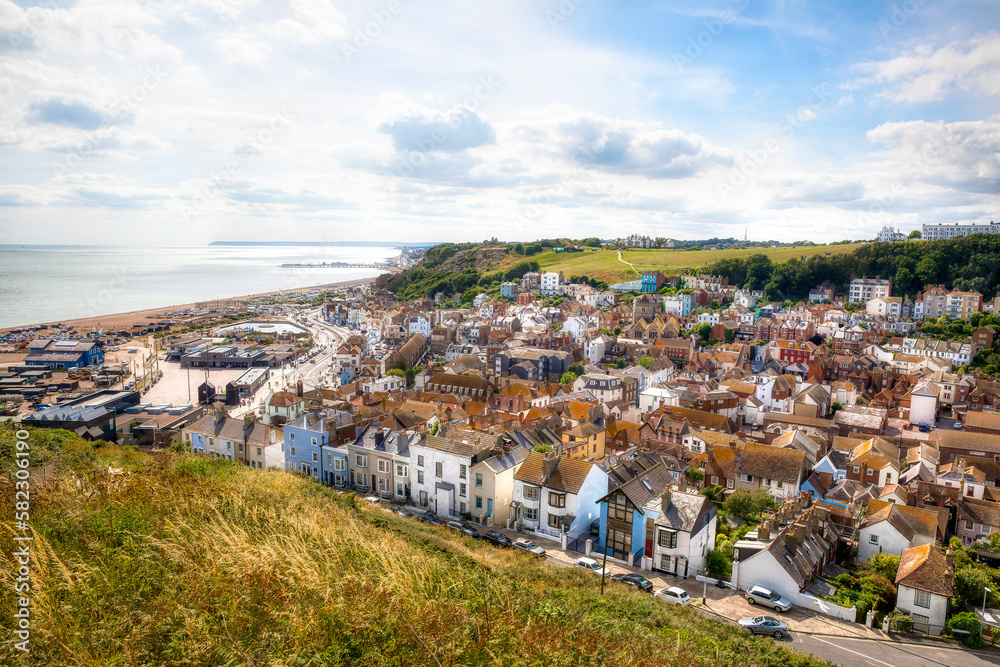 The East Hill View of the Old City of Hastings, England