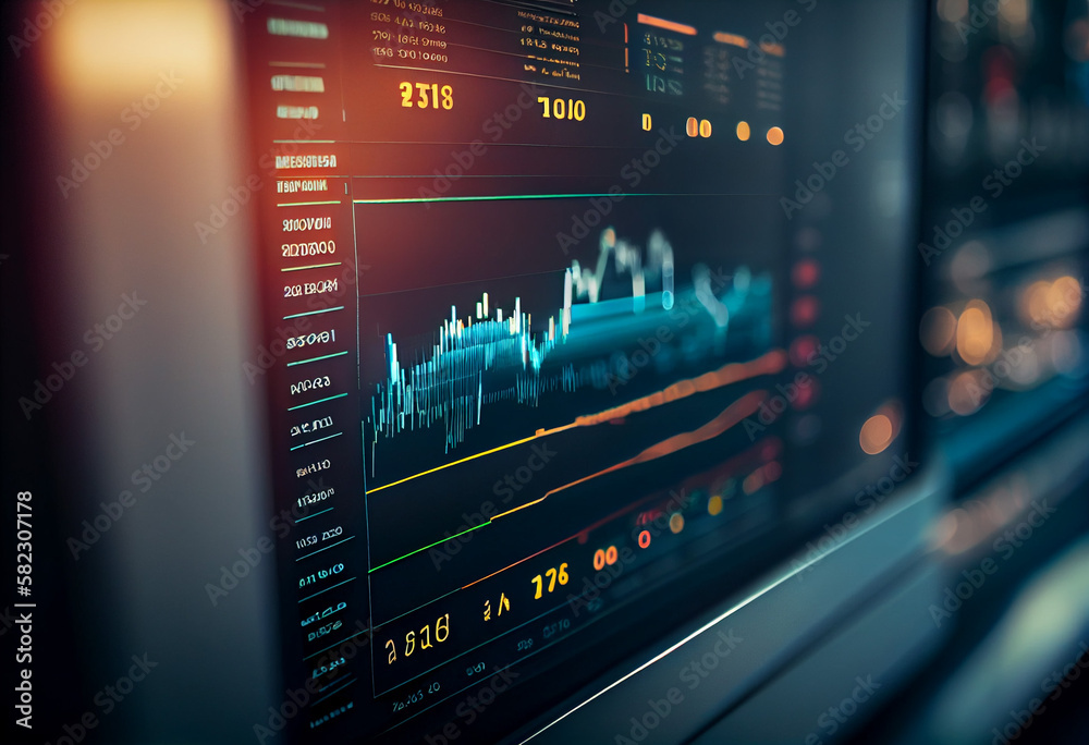 Stock market trading investment candlestick graph. Created with Generative AI technology