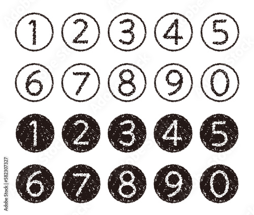 クレヨン素材　手描きの数字セット