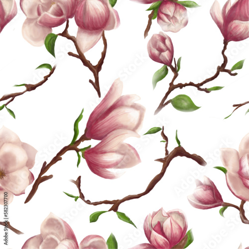 Fototapeta Naklejka Na Ścianę i Meble -  Magnolia pattern