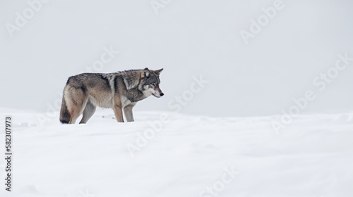 A wolf in the snow, Generative AI © d-AI-n