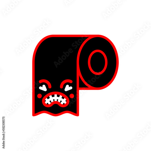 Toilet paper angry. Concept of unwillingness to do one's job