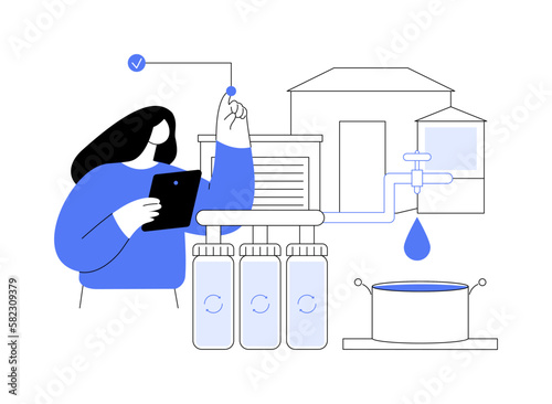 Water filtering system abstract concept vector illustration.