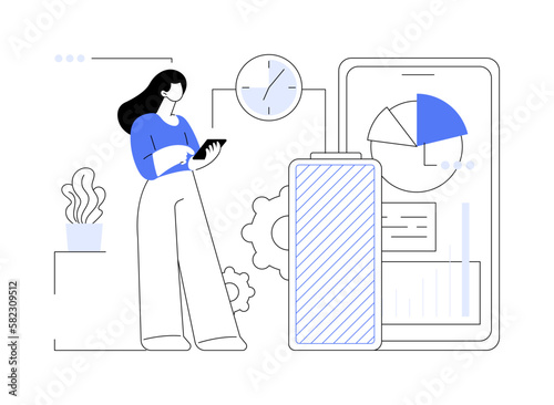 Battery runtime abstract concept vector illustration.