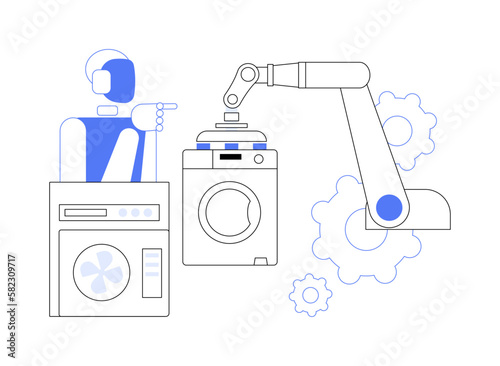 Home robot technology abstract concept vector illustration.