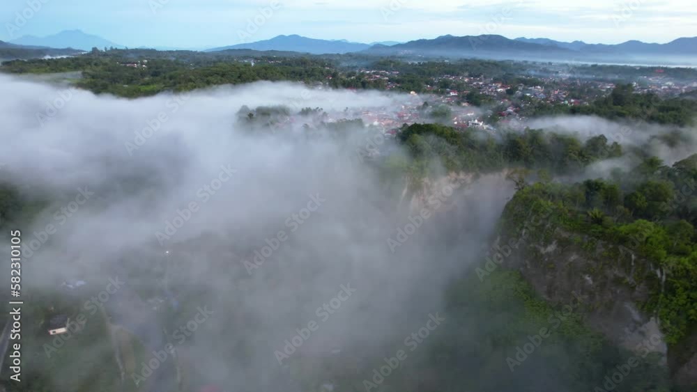 Beautiful view from Ngarai Sianok Canyon in Bukittinggi, Aerial drone shot Beautiful view from Ngarai Sianok Canyon in Bukittinggi, Aerial drone shot