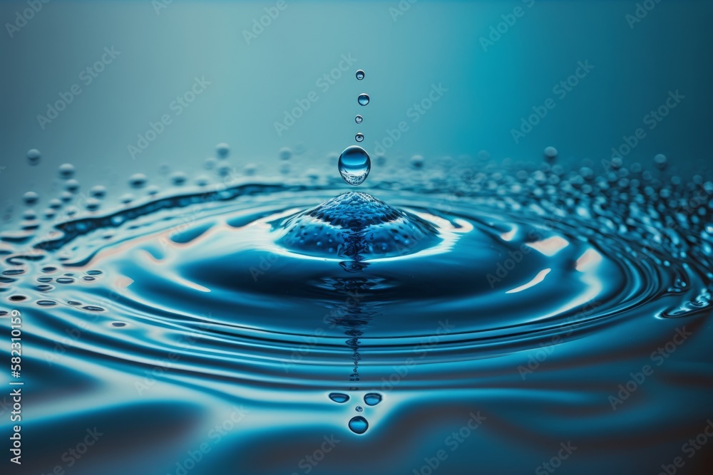 Capturing the Serenity: A Water Drop Falls into the Calm Waters, generative AI