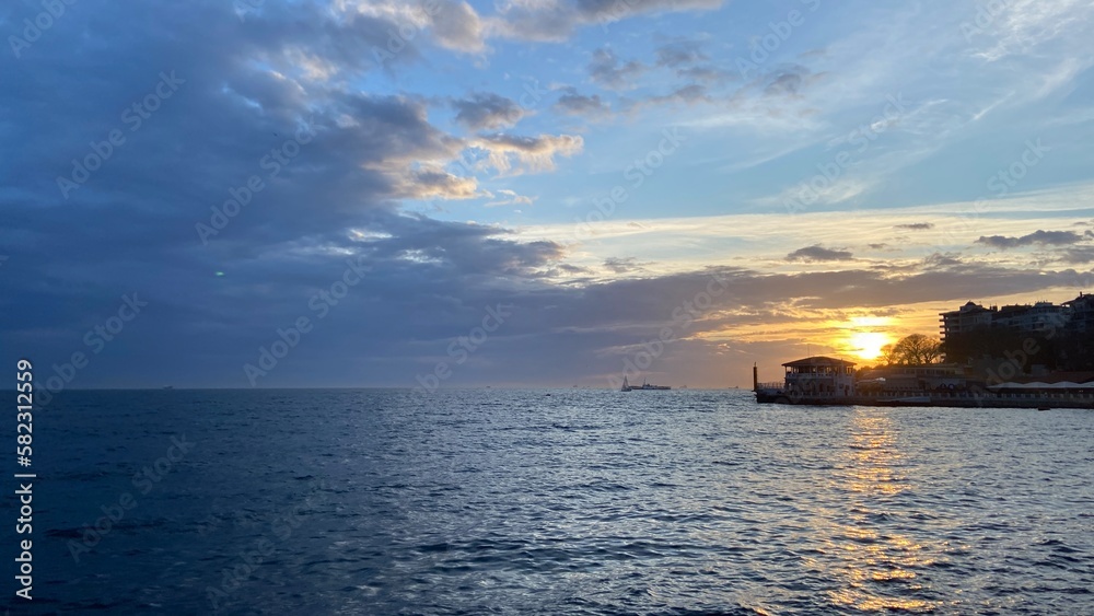 Sunset over the sea in Istanbul 