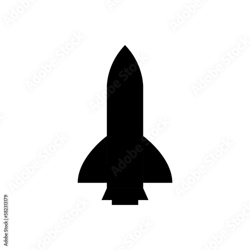 Rocket silhouette illustration astronaut vehicle icon. Rocket launch vector missle spaceship future speed cartoon concept.