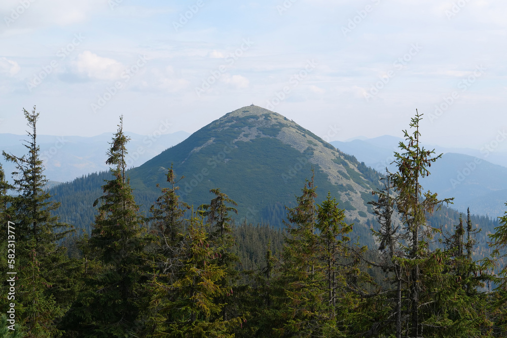mountain range in Western Ukraine. View to Hamster mount