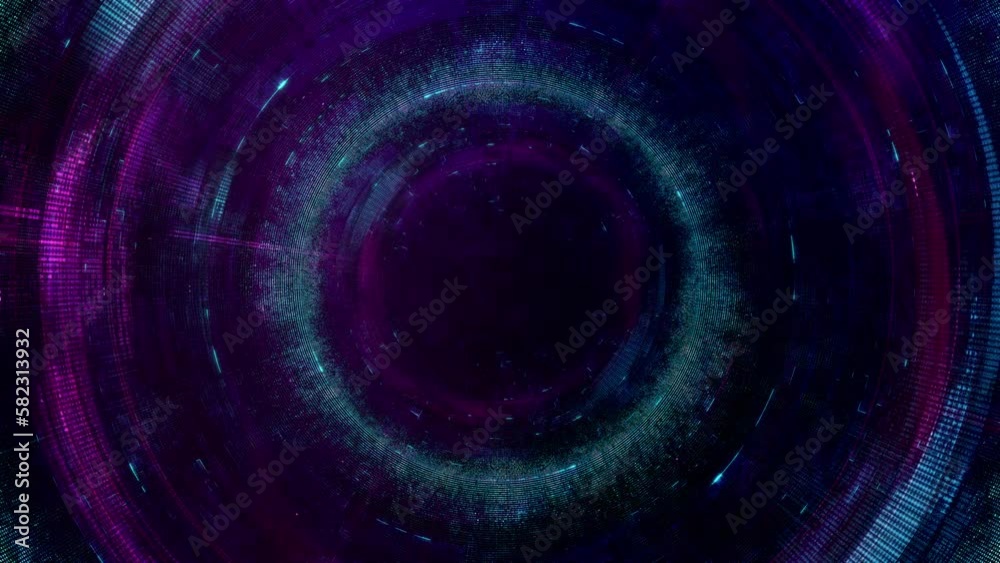 Futuristic Purple and Blue Artificial Intelligence Dashboard Design Loop Background. Concept 3D animation for abstract geometric dark cyber HUD backplates or digital festival event and vj backdrop.